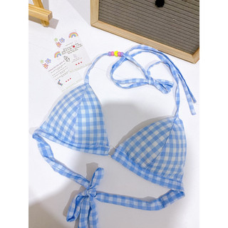 Áo bra đi biển mix phụ kiện xinh hoạ tiết caro - handmade by Mimi house