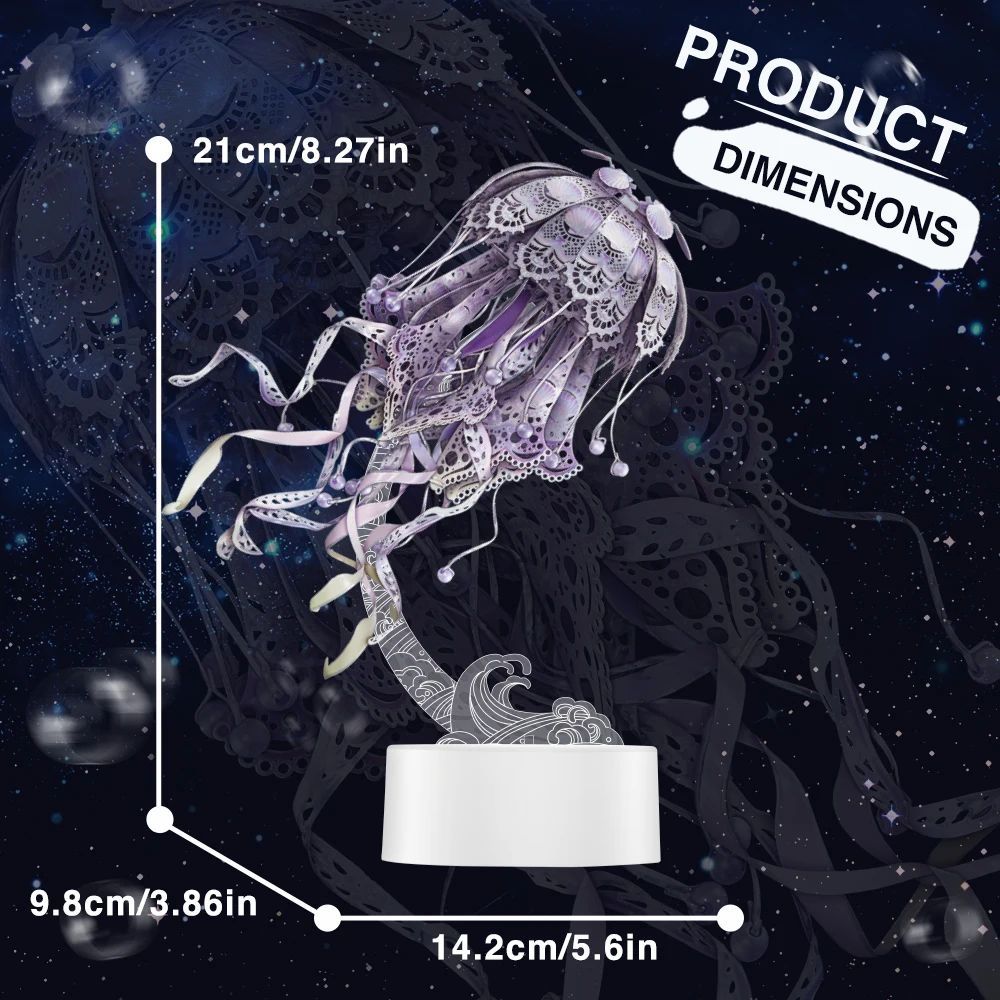 Ảnh Mô Hình Kim Loại 3D Lắp Ráp Piececool Con Sứa Biển Màu Coban Tím (61 mảnh, Cobalt Violet) P304-SE 1