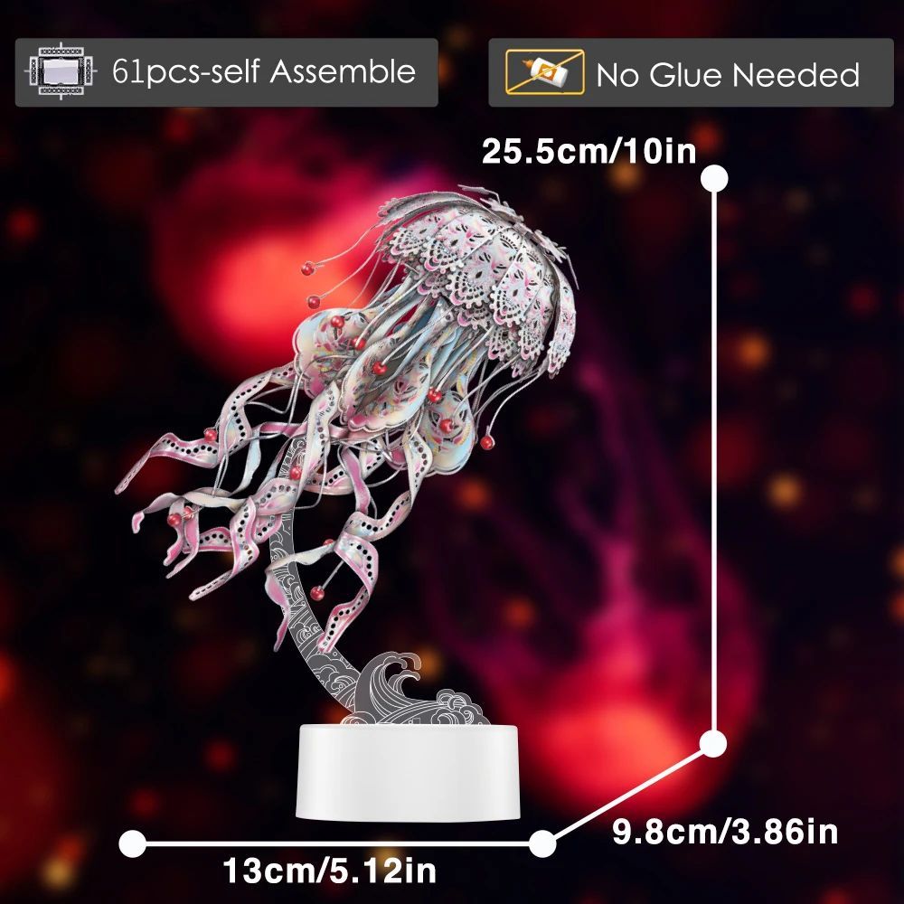 Ảnh Mô Hình Kim Loại 3D Lắp Ráp Piececool Con Sứa Biển Màu Coban Tím (61 mảnh, Cobalt Violet) P304-SE 2