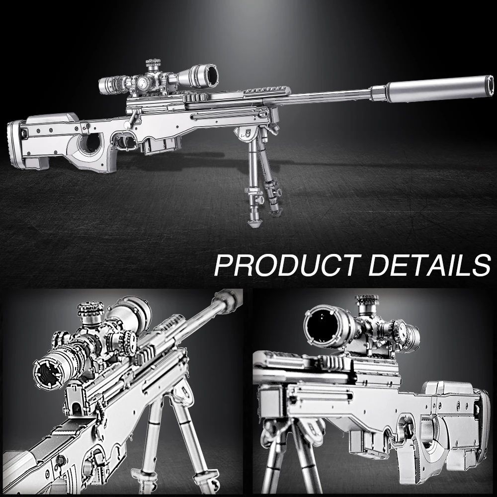 Ảnh Mô Hình Kim Loại 3D Lắp Ráp Piececool Súng Bắn Tỉa AWM (186 mảnh, AWM Sniper Rifle) HP346-SK 3