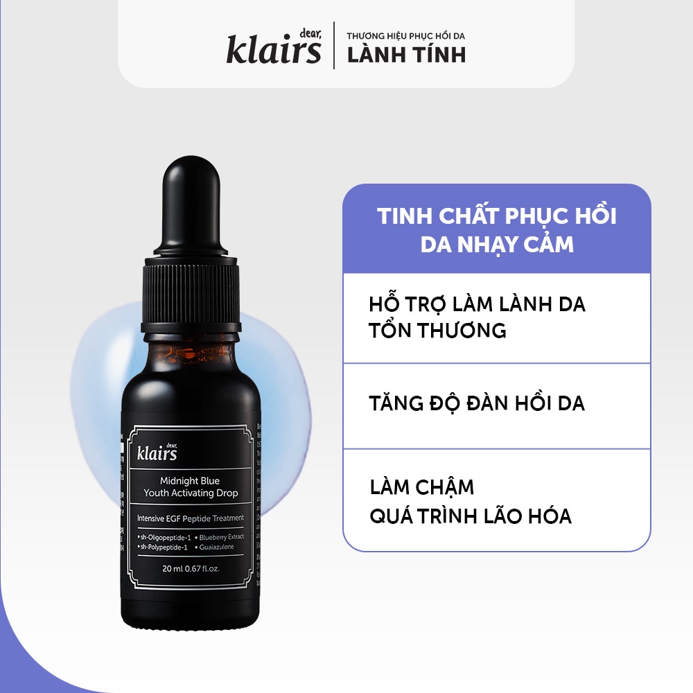 Ảnh Tinh chất dưỡng da Dear Klairs Midnight Blue Youth Activating Drop 20ml ( date 06/2026 ) 2