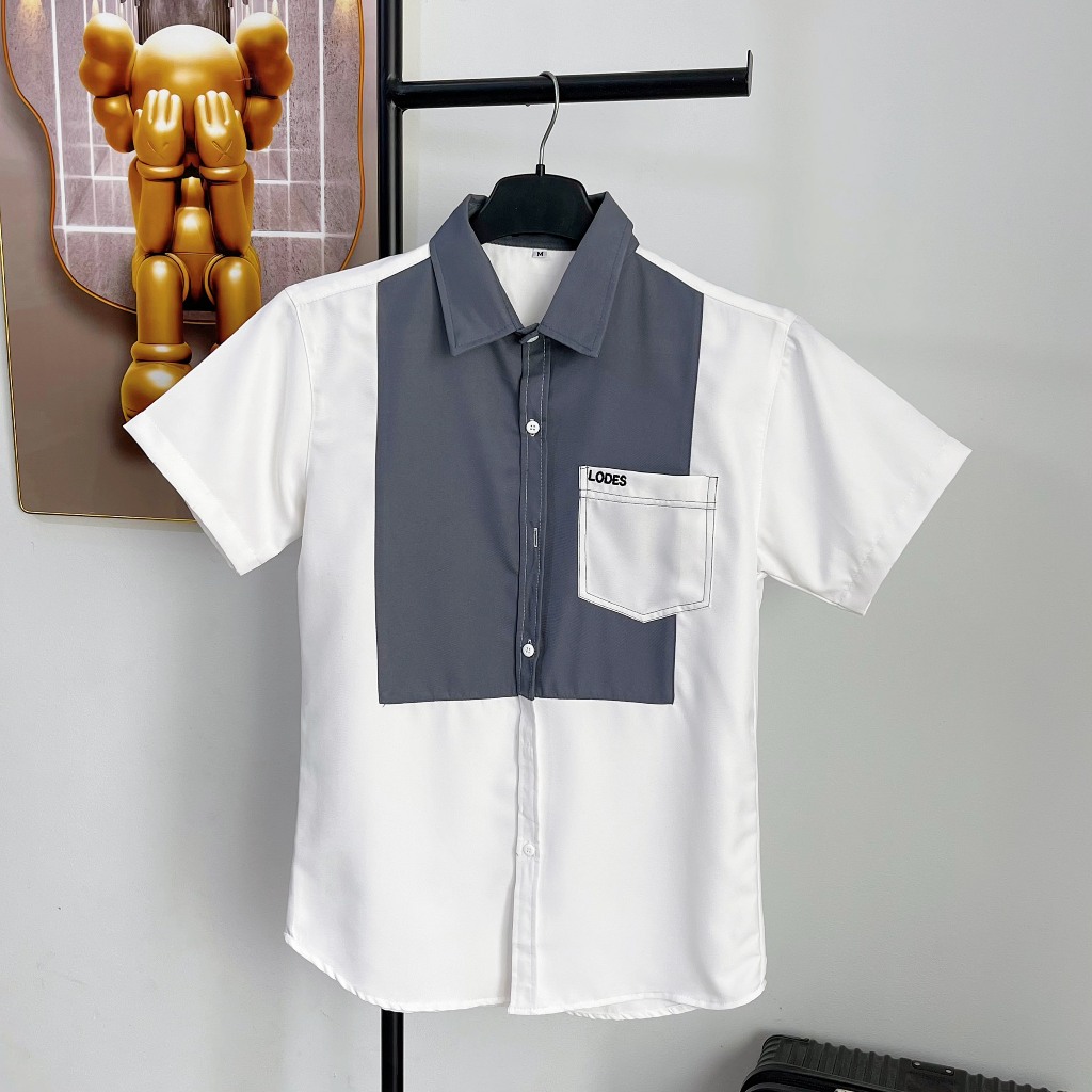 [Max SMh.16] Áo Sơ Mi Nam ráp, ngắn Tay, Vải cotton, co dãn nhẹ, độ dày vừa phải Menswear Top