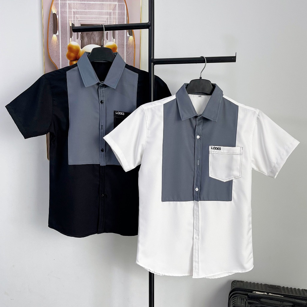 [Max SMh.16] Áo Sơ Mi Nam ráp, ngắn Tay, Vải cotton, co dãn nhẹ, độ dày vừa phải Menswear Top