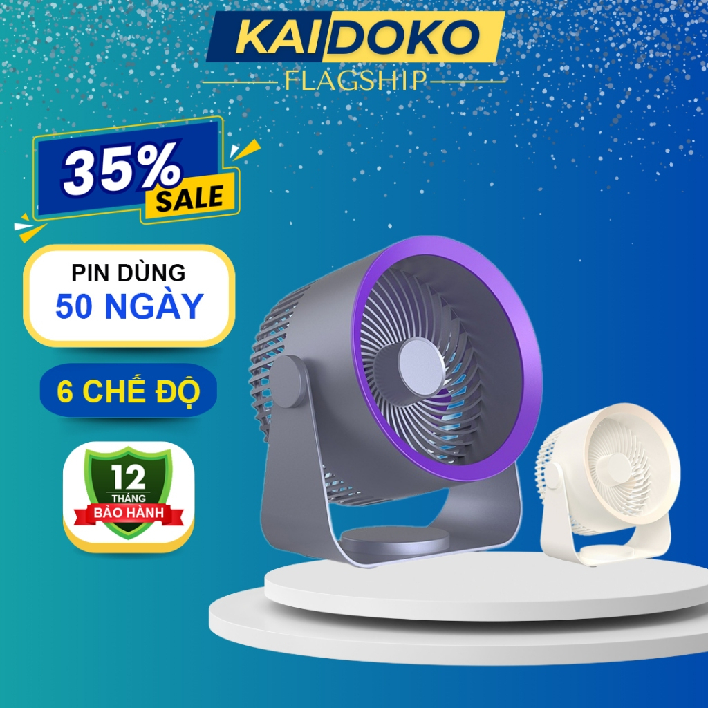 Quạt mini để bàn treo tường Kaidoko icehome SH07 pin dung lượng cao sử ...