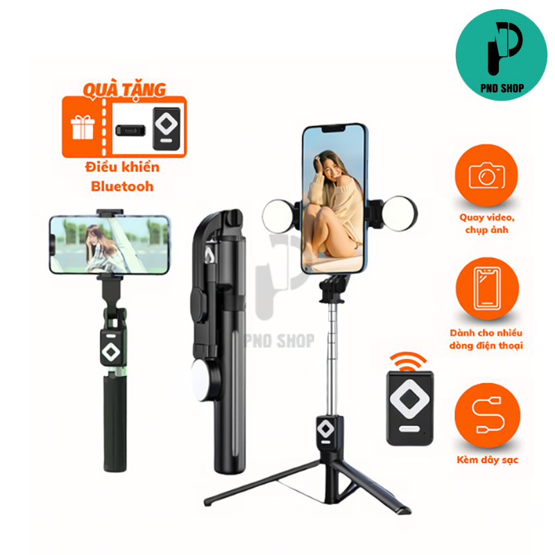 Gậy Chụp Ảnh Livestream Q07,  B11S Đèn Led Trợ Sáng Kèm Remote Bluetooth Xoay Nhiều Góc Độ Tripod Đa Năng PND Phonecase