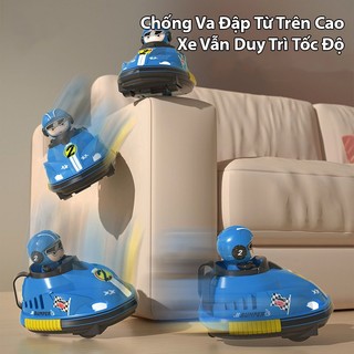 Xe Điện Đụng  Điều Khiển Từ Xa Bumper Va Chạm Hất Tung Tài Có Đèn Và Nhạc Tặng Kèm Pin Sạc , Tay Cầm Điều Khiển 2.4G