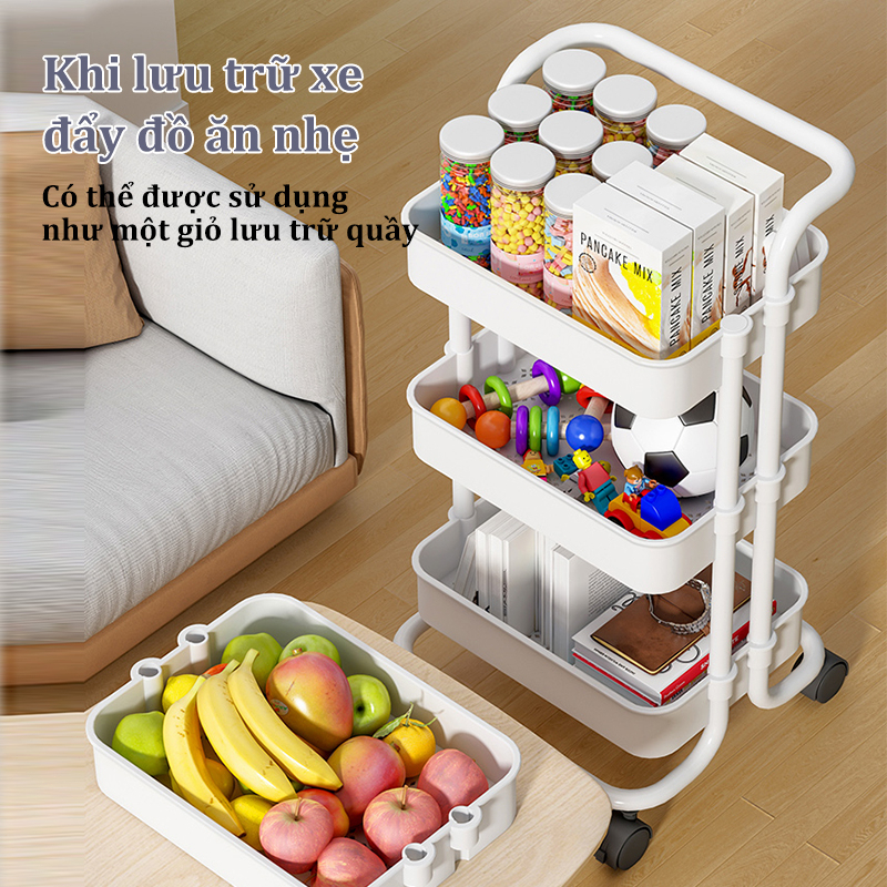 RACK Xe Đẩy Spa 3-4 Tầng Đa Năng Kệ Để Đồ Bỉm Sữa Di Chuyển 360 Độ Kệ nhựa có bánh xe