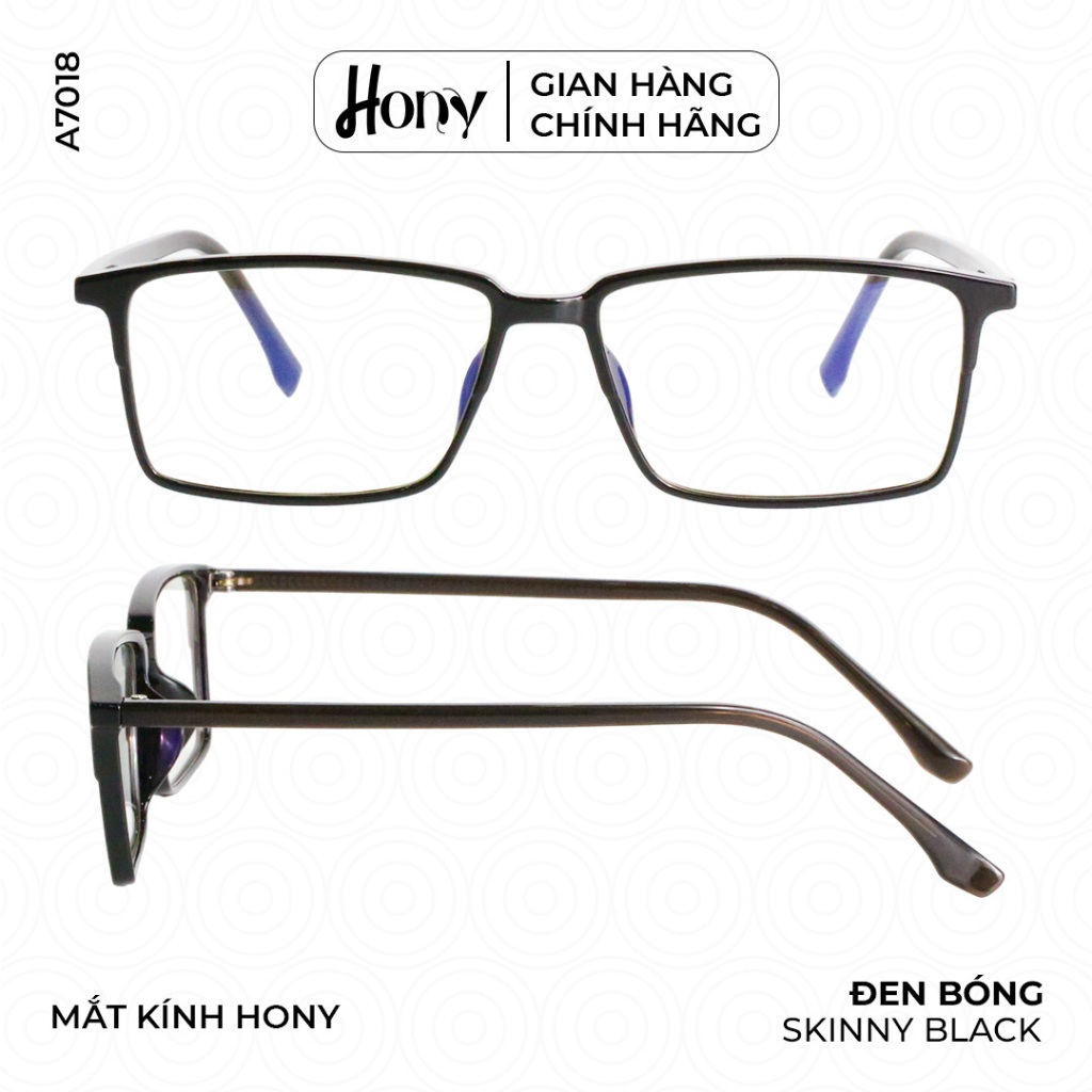 Mắt kính Unisex thời trang HONY - Gọng kính chữ nhật khung TR90 cao cấp A7018
