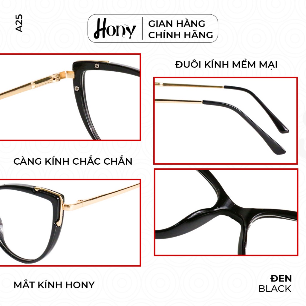 Mắt kính Nữ thời trang HONY - Gọng kính mắt mèo cá tính A25