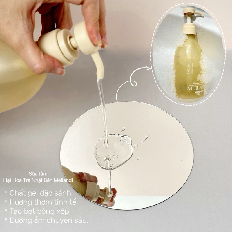 Sữa Tắm Rửa Mặt 2 in 1 Tạo Bọt Mịn Sạch Sâu Hoa Trà Nhật Bản Meilandi