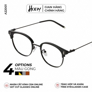 Mắt kính Unisex thời trang HONY - Gọng kính vuông bo tròn viền kim loại cá tính A22001