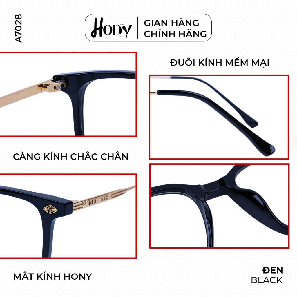 Mắt kính Nữ thời trang HONY - Gọng kính vuông bo tròn cách điệu thời trang A85011