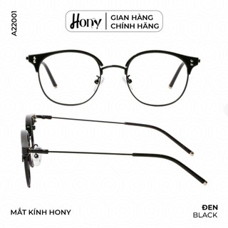 Mắt kính Unisex thời trang HONY - Gọng kính vuông bo tròn viền kim loại cá tính A22001