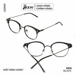 Mắt kính Unisex thời trang HONY - Gọng kính vuông bo tròn viền kim loại cá tính A22001