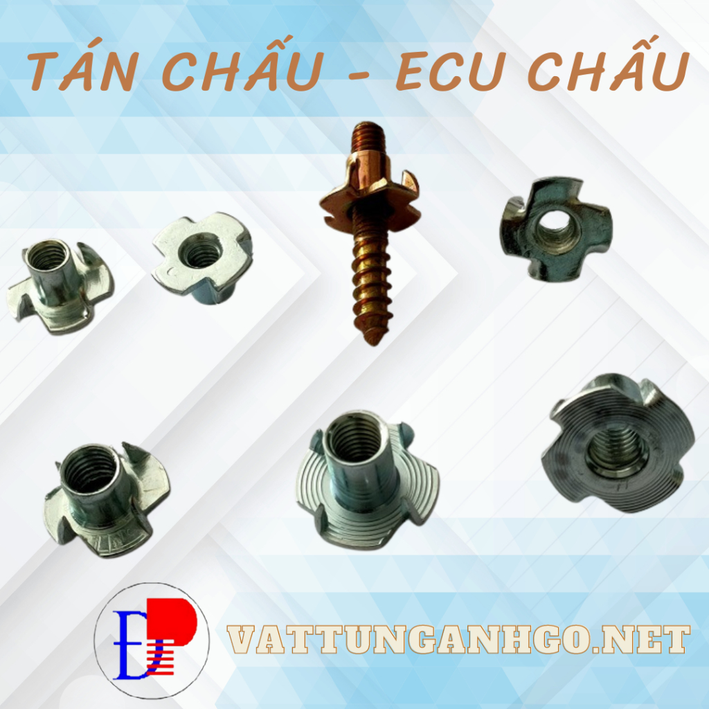 10 con Tán chấu, ecu chấu, tán chấu bắt gỗ, tán chấu hoa mai, ốc cấy gỗ ...