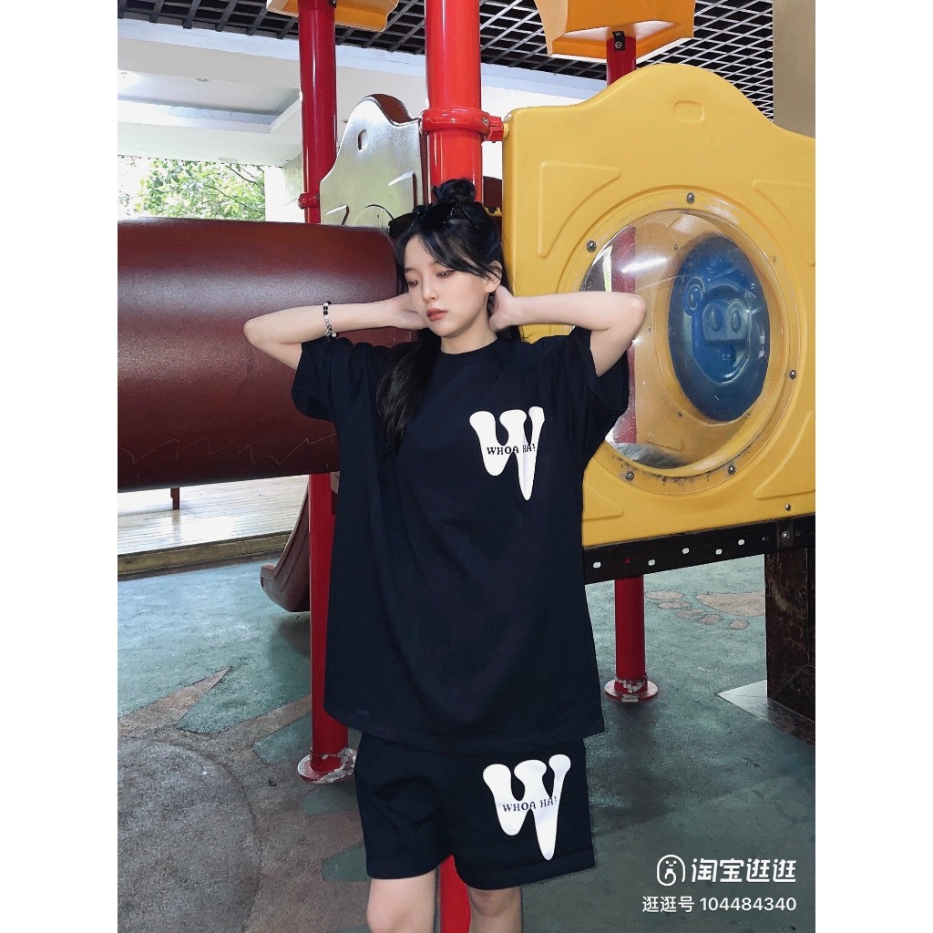 Quần Short Dây Rút Dáng Rộng Phong Cách RETRO RedLabel In Họa Tiết Chữ W Đường Phố Cho Nam Và Nữ