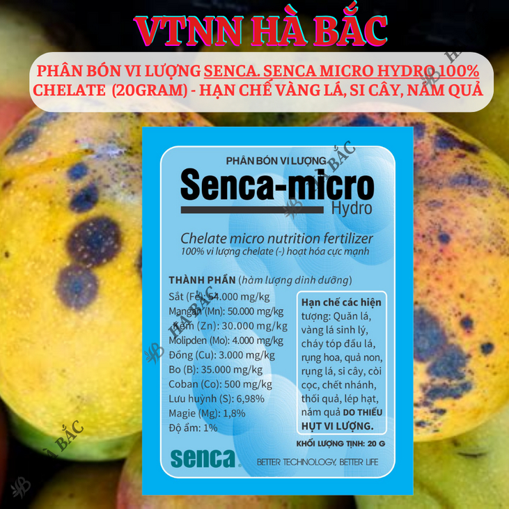 Phân bón vi lượng Senca Micro Hydro 100% Chelate (2.5gram) - Hạn chế vàng lá, si cây, nám quả