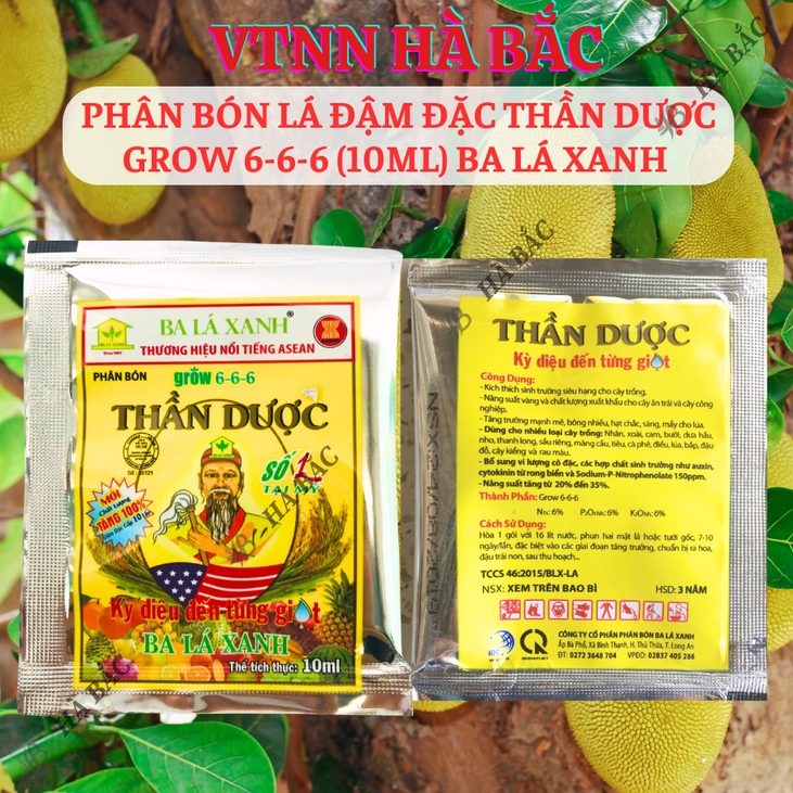 Phân bón lá đậm đặc Thần Dược số 1 Grow 6-6-6 (10ml) Ba Lá Xanh, Tăng trưởng mạnh mẽ, bông nhiều, hạt sáng