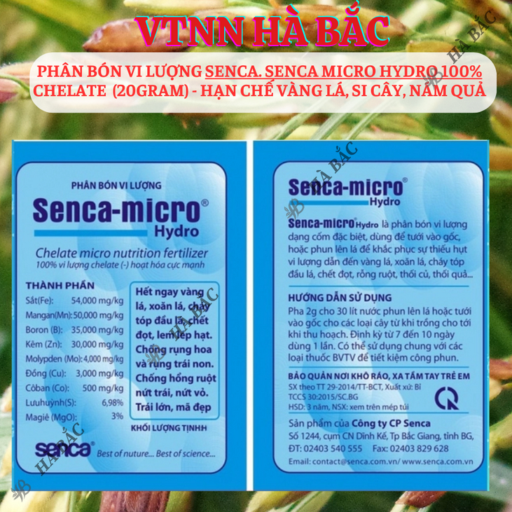 Phân bón vi lượng Senca Micro Hydro 100% Chelate (2.5gram) - Hạn chế vàng lá, si cây, nám quả