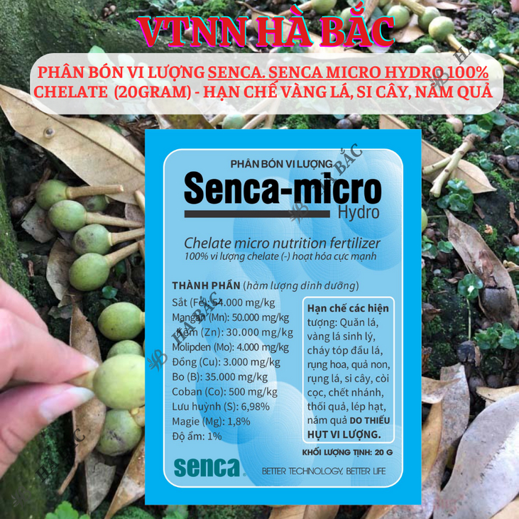 Phân bón vi lượng Senca Micro Hydro 100% Chelate (2.5gram) - Hạn chế vàng lá, si cây, nám quả