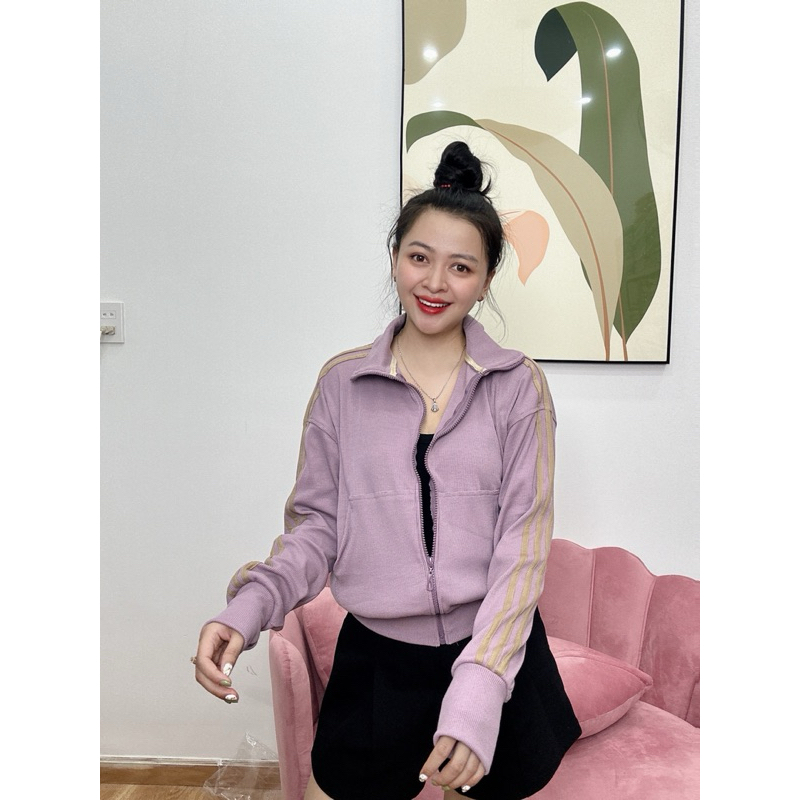 ( 6 túi + không nón) Áo khoác gân tăm sọc tay không nón, form lửng cổ cao ( 40-57kg),áo gân mềm mát thoáng dày dặn - G12