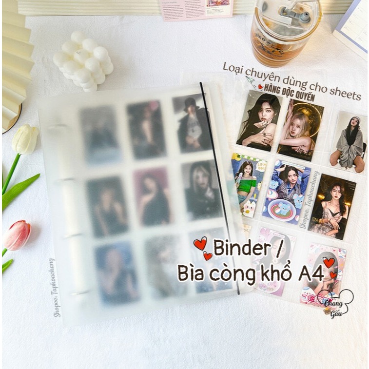 Binder A4 / bìa A4 lưu trữ postcard, card kpod, huy hiệu, goods, thẻ ...