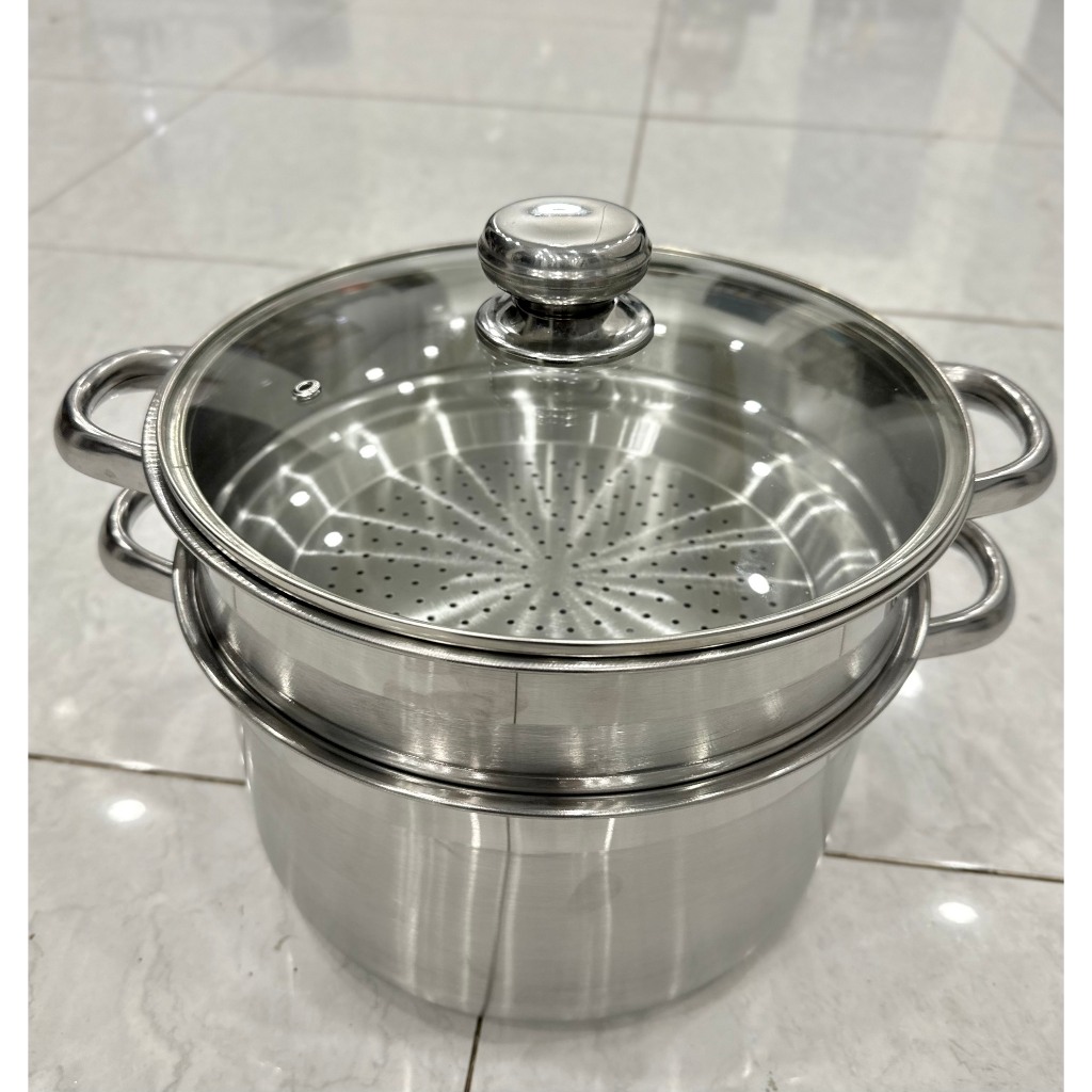 Nồi hấp inox 26cm dày dặn - lòng nồi sâu lòng thích hợp luộc gà , nấu canh