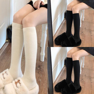 Tất Đùi Nữ Vải Cotton Bốn Chiều Mềm Mại Dày Dặn Đen Trắng Vớ Basic Hàn Quốc