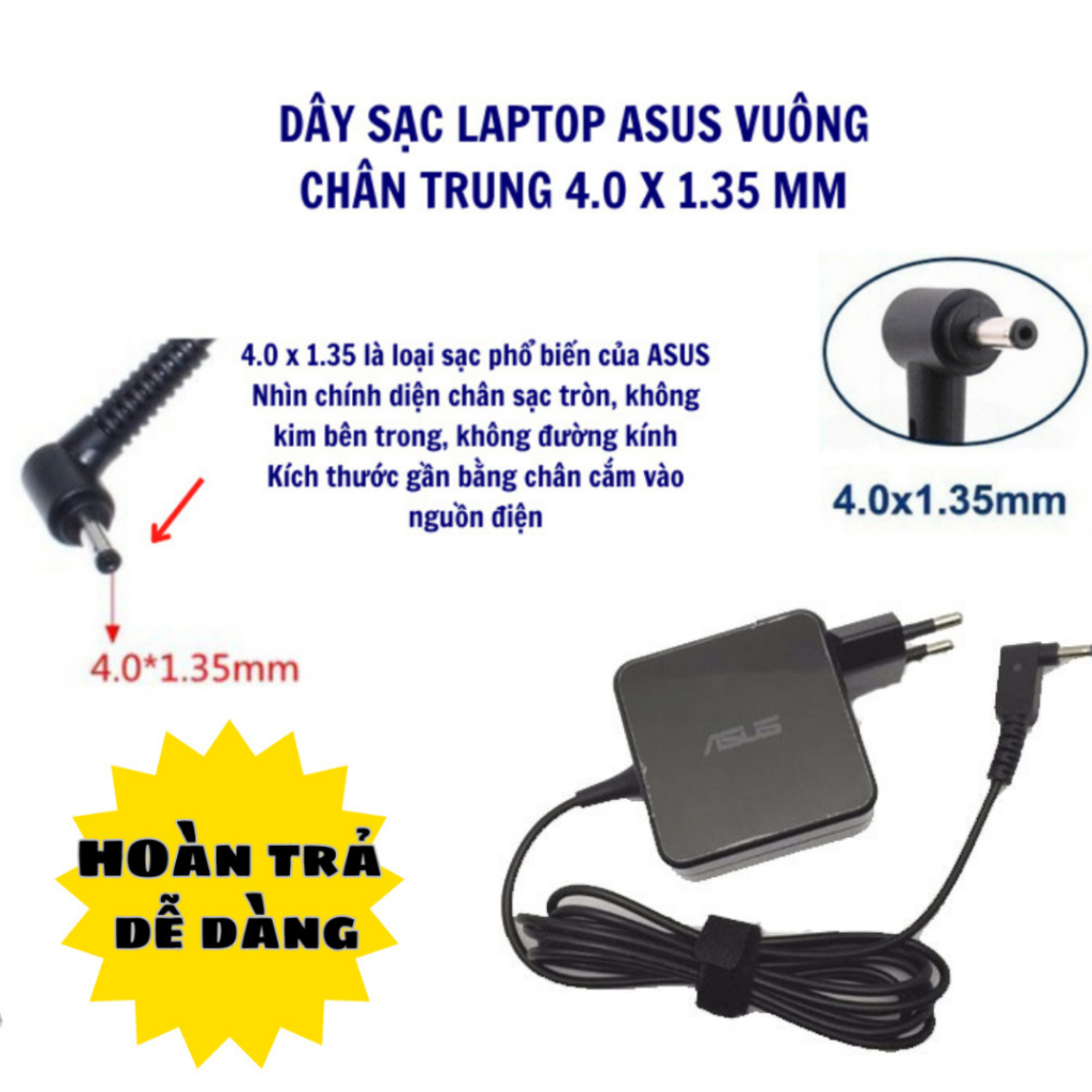 Sạc Laptop Asus Vivobook 2.37A 3.42A 4.74A 45W 65W, Sạc Asus chân nhỏ/ chân to, Sạc Asus Vivobook, Cục Sạc Asus New 100%