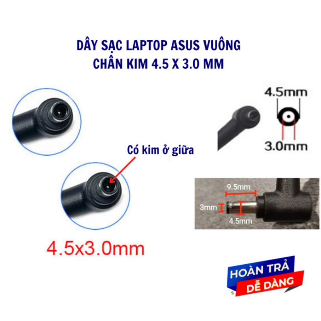 Sạc Laptop Asus Vivobook 2.37A 3.42A 4.74A 45W 65W, Sạc Asus chân nhỏ/ chân to, Sạc Asus Vivobook, Cục Sạc Asus New 100%