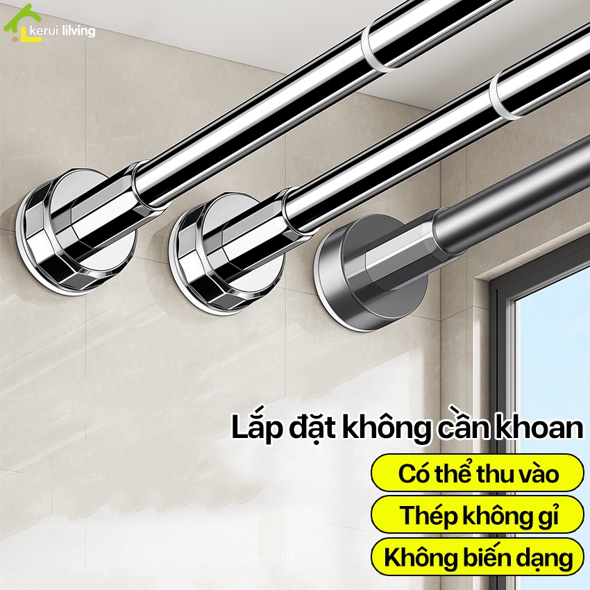 Thanh treo quần áo LUMERA điều chỉnh kích thước, thanh treo rèm gắn tường không cần khoan