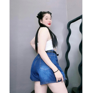 Quần giả váy Jean Bigsize Nữ chất mềm dáng chữ A lưng cao tôn dáng không co giãn màu xám Đậm tôn dáng GV2/GV3