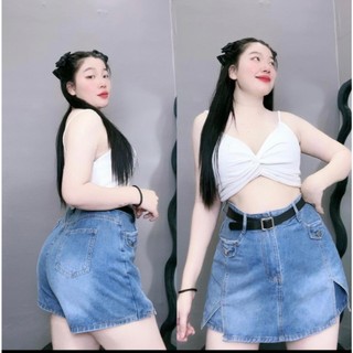 Quần váy Jean Bigsize Nữ chất mềm dáng chữ A lưng cao tôn dáng không co giãn mặc thoáng mát GV3/GV2