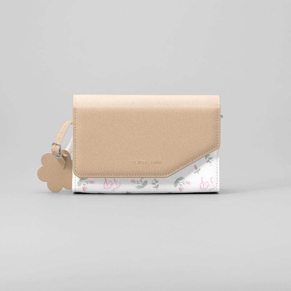 Túi Xách Da PU KRIXI Đeo Chéo Nam Nữ Đựng Điện Thoại Đi Chơi Tiệc Hoa Nhí | FLORAL PINK