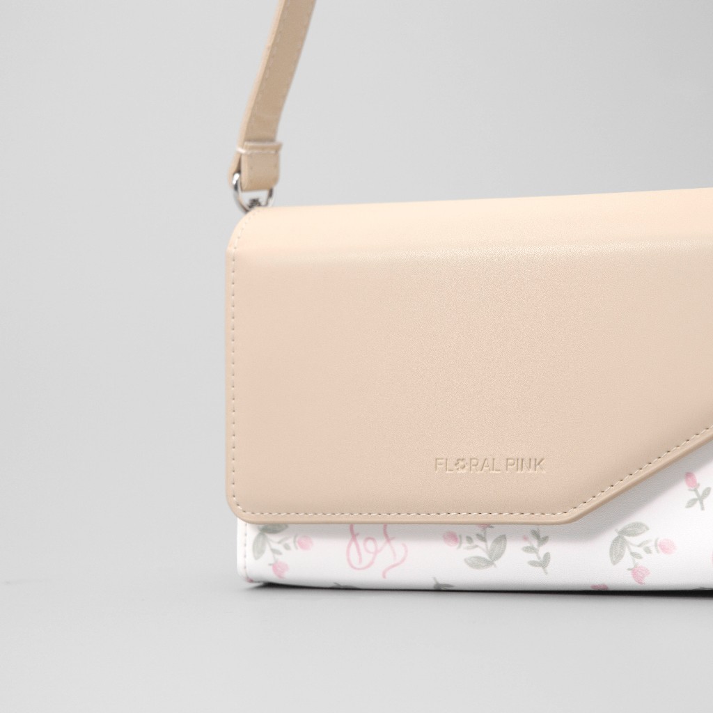 Túi Xách Da PU KRIXI Đeo Chéo Nam Nữ Đựng Điện Thoại Đi Chơi Tiệc Hoa Nhí | FLORAL PINK