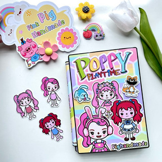 (mới ) Đồ chơi búp bê giấy 3 cô gái trong Poppy Playtime - Pighandmade