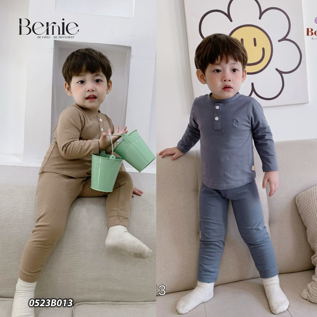 (Cotton mềm đẹp) Bộ thu đông bé trai thêu Mỏ neo Bernie - Bộ dài tay mặc nhà, bộ ngủ cho bé trai 9-24kg - H0526B11Đ