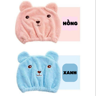 Mũ Trùm Đầu Làm Khô Tóc Hình Gấu Dễ Thương, Khăn Ủ Tóc Thấm Hút Tốt Lông Cừu Siêu Mềm 88462