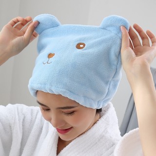 Mũ Trùm Đầu Làm Khô Tóc Hình Gấu Dễ Thương, Khăn Ủ Tóc Thấm Hút Tốt Lông Cừu Siêu Mềm 88462