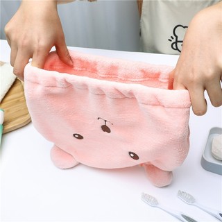 Mũ Trùm Đầu Làm Khô Tóc Hình Gấu Dễ Thương, Khăn Ủ Tóc Thấm Hút Tốt Lông Cừu Siêu Mềm 88462