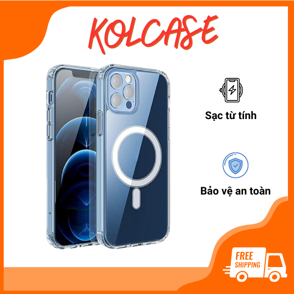 [ IPHONE 16] Ốp lưng iphone trong suốt sạc không dây từ tính KOLEAD P12 , 7 8 plus xsmax 11 12 13 14 15 Promax pro plus
