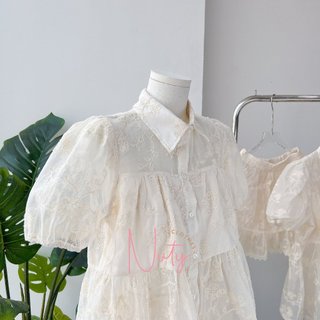 Set Áo Babydoll Hot Trend Thô Ren Thêu Mix Chân Váy Xoè Có Lót Quần Siêu Xinh Tiểu Thư