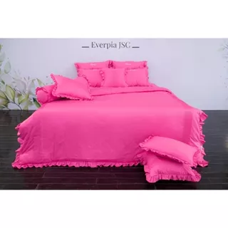 Bộ Drap chăn ga Everon ESM 22016 màu hồng vải modal họa tiết trơn