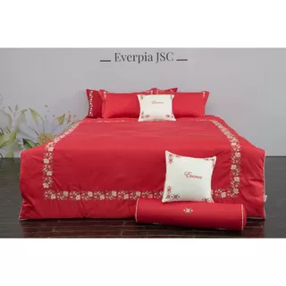 [1m8*2m] Bộ drap ga PHỦ EVERON ESM 22019 màu đỏ đám cưới, tân gia,... vải Modal mềm mát