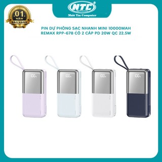 Pin dự phòng sạc nhanh Remax RPP-678 10000mAh cáp typeC in/out - 2 cáp QC 22.5W và PD 20W