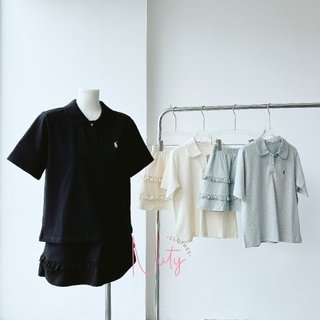 Set Đồ Nữ Màu Đen Thể Thao Năng Động Áo Polo Thêu Ngựa Kèm Chân Váy Xếp Ly Bèo Ngắn