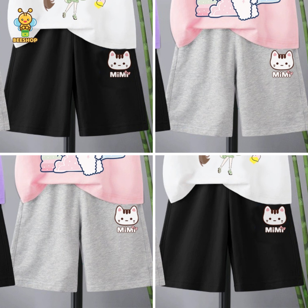 Quần cotton bé gái size đại BEESHOP quần hoạ tiết mèo cho bé H24038