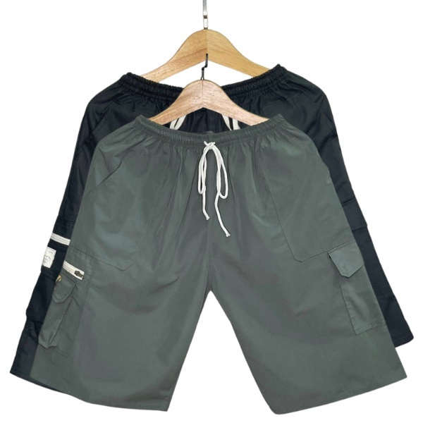 COMBO 3  QUẦN  Short Nam Kaki Túi Hộp Lưng Thun Co Giãn From Rộng Thoải Mái Có Túi Khóa Kéo .