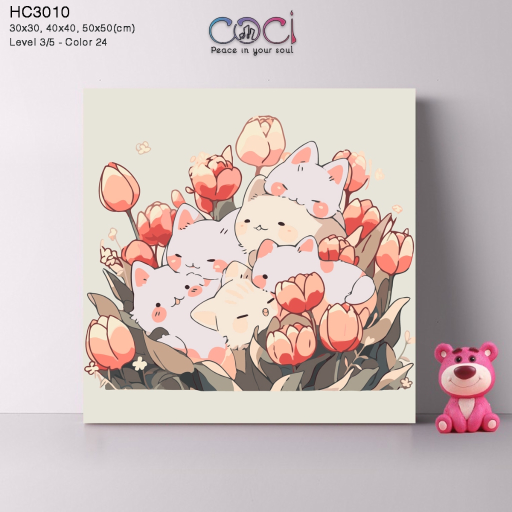 Tranh tô màu theo số hoạt hình dễ thương COCI tự tô màu theo số có kèm khung mã HC3010