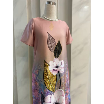 Đầm hoạ tiết - Đầm suông giấu bụng, đầm trung niên đẹp tặng Mẹ hình thật có bigsize